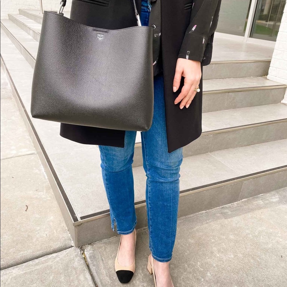 MCM Black Leather Tote Bag